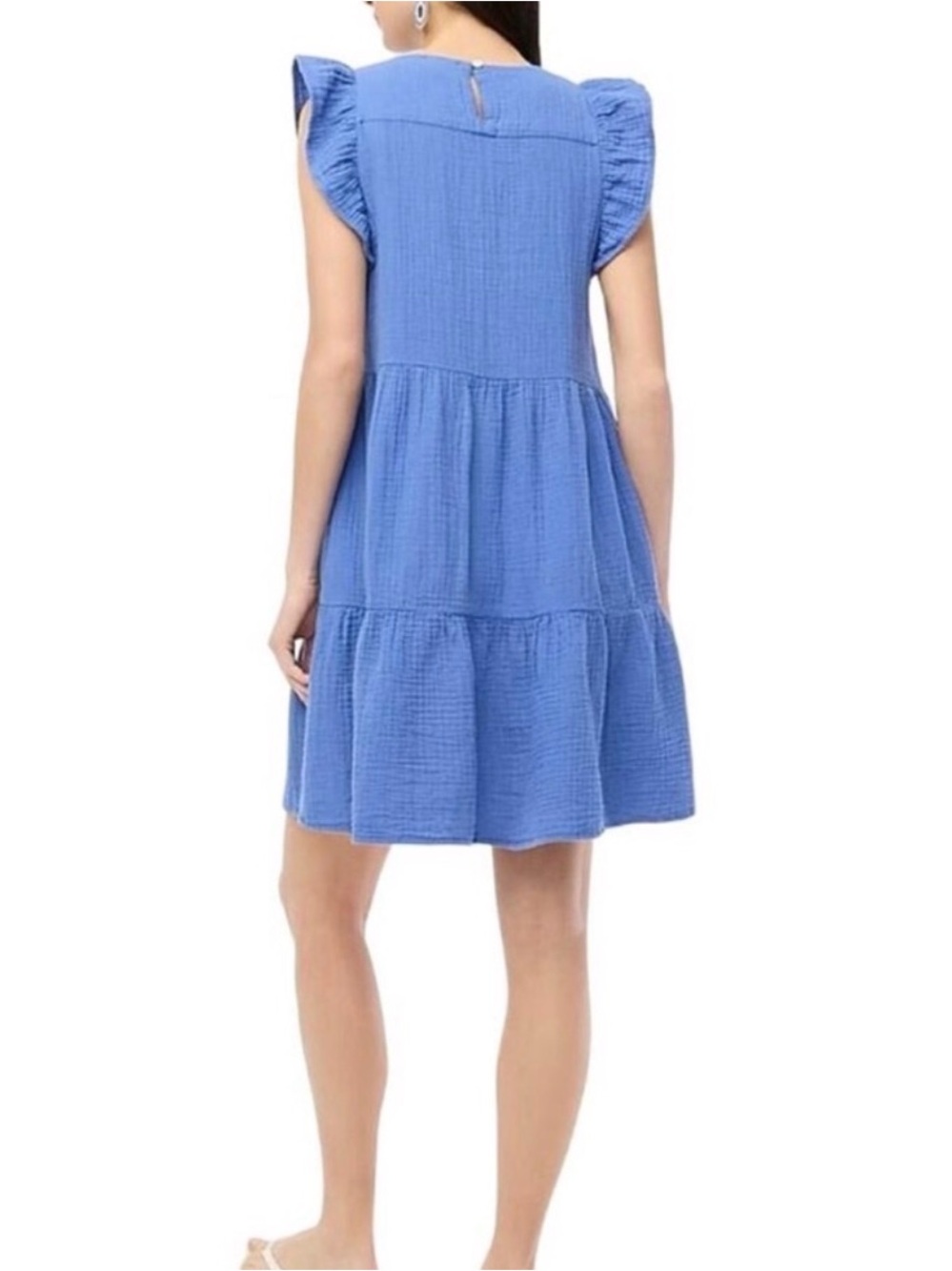J. Crew Factory Blue Tiered Mini Gauze Dress - Picture 3 of 8